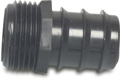 Barbed adaptor PP 4 bar male thread x barbed black