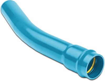 Bend 22° PVC-A KIWA 16bar ring seal x spigot blue