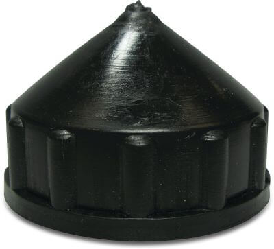 Bottom cap PE female trapezium thread black