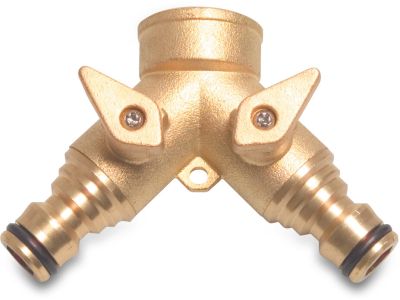 Profec Click connector Y-piece brass female thread x male click x male click with ball valve