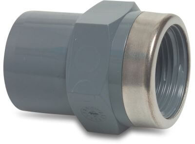 Profec Adaptor socket PVC-U 16bar glue socket/glue spigot x female thread grey reinforced