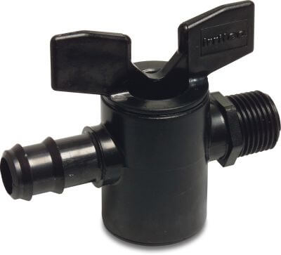 Plug valve PP 6bar barbed x male thread