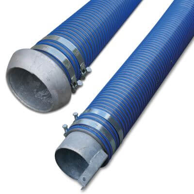 Spiral suction hose PVC 2bar male part Perrot x end piece with eye blue/grey Agriflex