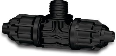T-piece 90° PP 6bar quick joint x male thread black