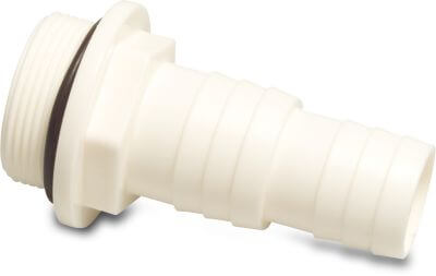 Hose tail adaptor ABS 10bar male thread x hose tail white