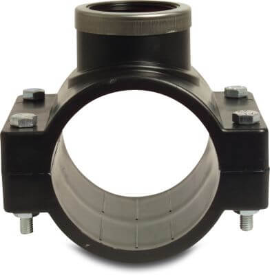 VDL Bolt saddle PP 6bar clamp x female thread black SS ring