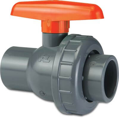 VDL Ball valve PVC-U 16bar glue socket grey EIL