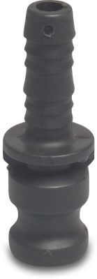 Quick coupler PP male part Camlock x hose tail black Camlock E