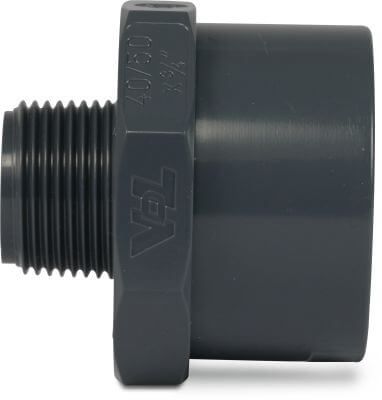 VDL Adaptor bush PVC-U 16bar glue socket/glue spigot x male thread grey octagon