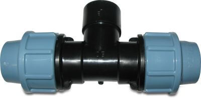 Unidelta Adaptor T-piece 90° PP DVGW/KIWA/WRAS 16bar compression x female thread x compression black/blue