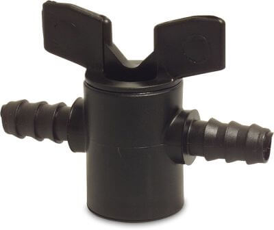 Plug valve PP 6 bar barbed black