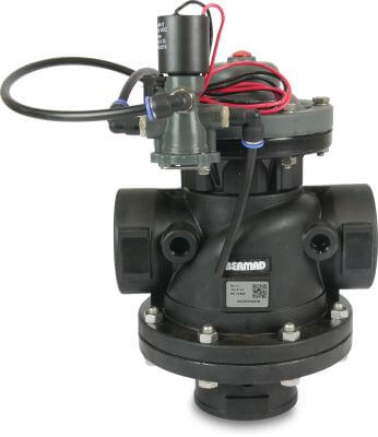 Bermad Back-flush solenoid valve polyamide 6-30GF 10bar Victaulic black 350