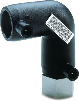 Profec Elbow 90° PE100/brass DVGW electrofusion socket x male thread black