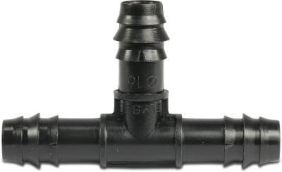 T-piece 90° POM 4 bar barbed black