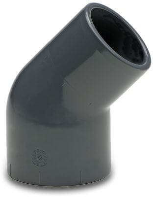 VDL Elbow 45° PVC-U 16 bar glue socket x glue socket/glue spigot grey