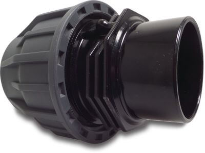 Jasonflex Adaptor socket PP/PVC-U 16bar compression x glue socket grey/black