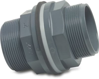 VDL Bulkhead fitting PVC-U 10bar glue socket x male thread x male thread grey