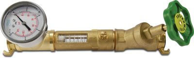 Flow meter with stopcock brass 10bar male thread x quick coupler