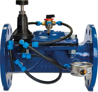 Azud Pressure reducing hydraulic valve cast iron GG 25 16bar female thread blue