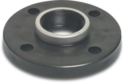 Flange PP DIN flange x female thread black reinforced