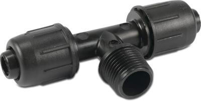 T-piece 90° PP 4 bar lock x male thread black