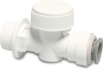 Speedfit Ball valve POM DVGW/KIWA/WRAS 10bar push-in x male thread white