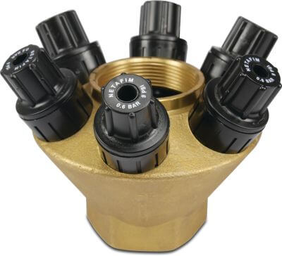 Netafim Pressure reducing valve brass 10bar female thread yellow PRV 2000-6S