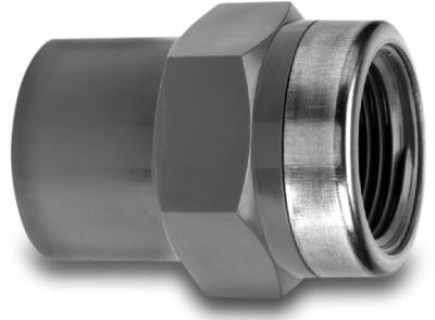 VDL Adaptor socket PVC-U glue socket/glue spigot x female thread grey reinforced