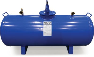 Yamit Fertilizer tank steel powdercoated 8 bar hose tail blue horizontal