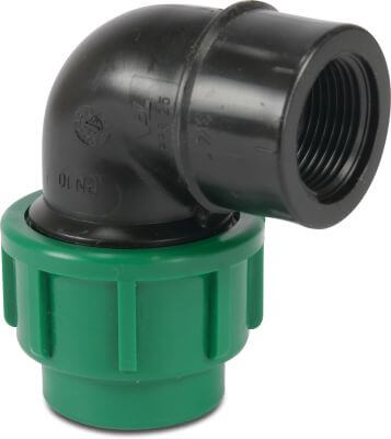 VDL Elbow 90° PP compression x female thread black/green