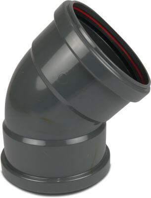 Drainage bend 45° PVC-U KOMO/BENOR ring seal grey short