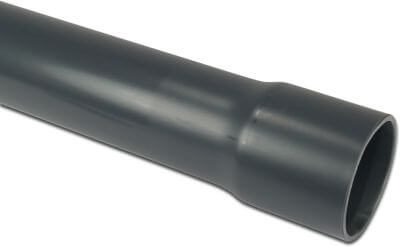 Pressure pipe PVC-U KIWA ISO PN12,5 glue socket x plain grey