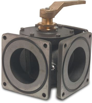 MZ 3-way plug valve cast iron 4 bar flange type 0020