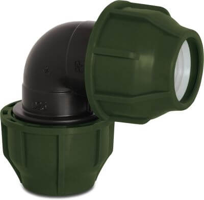 Elbow 90° PP 10 bar compression black/green