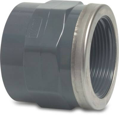 Profec Adaptor socket PVC-U glue socket x female thread grey reinforced