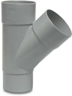 T-piece 45° PVC-U glue socket x glue socket x insert (in pipe) grey