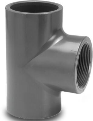 VDL Adaptor T-piece 90° PVC-U 10bar glue socket x female thread x glue socket grey