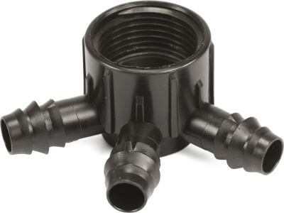 3-way distributor POM 4 bar barbed x female thread black