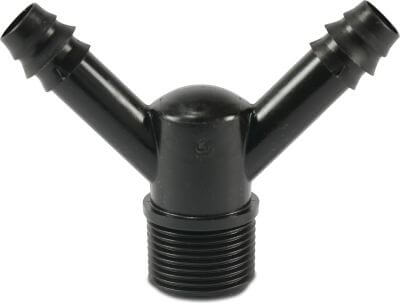 Y-piece POM 4 bar barbed x male thread x barbed black