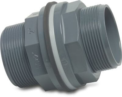 VDL Bulkhead fitting PVC-U 10 bar glue socket x male thread x male thread grey