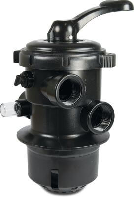 Flotide Multiport valve 4bar female thread black Mega MFV 6-way clamp valve