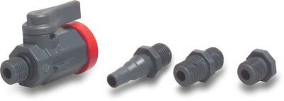 Praher Ball valve PVC-U 10 bar female thread x male thread grey