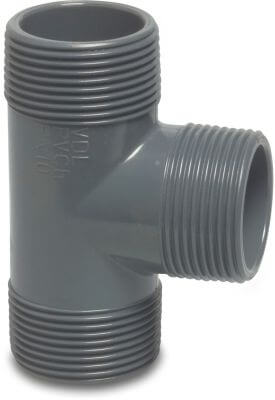 VDL T-piece 90° PVC-U 10bar male thread grey