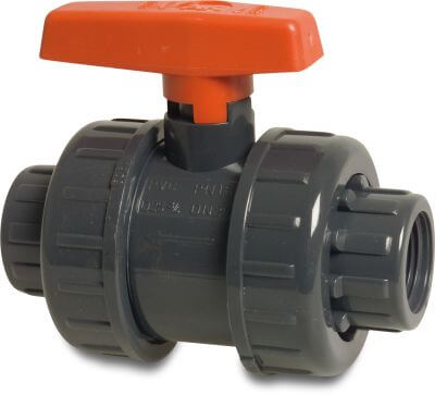 Ball valve PVC-U 10 bar female thread grey type AK