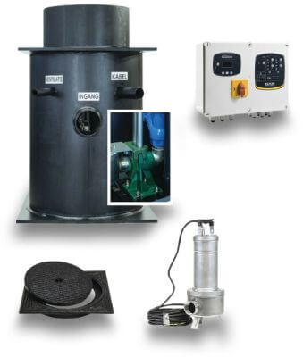 DAB Assembled pump sump PE black type PE814 Complete