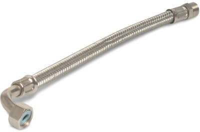 Braided hose 90° stainless steel/silicone male thread x female threaded nut angled