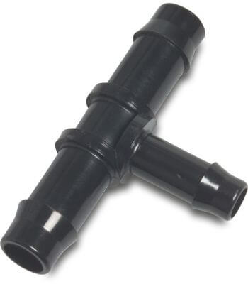 Barbed reducer T-piece 90° PA (nylon) 10bar hose tail black WF