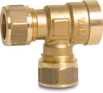 Bonfix Adaptor T-piece 90° brass KIWA/GASTEC compression x compression x female thread