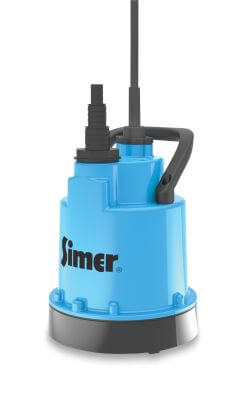 Simer Submersible pump with plain inlet fibre-reinforced plastic hose tail black/blue