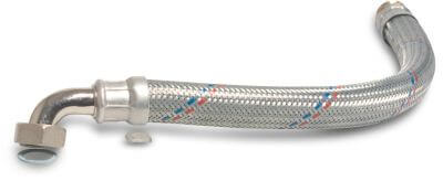 Braided hose steel KTW/DVGW 8bar male thread x female threaded nut angled